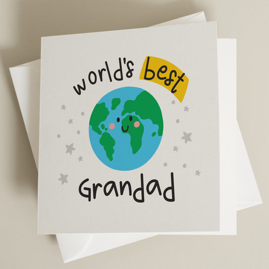 World&#39;s Best Grandad Fathers Day Card, Best Grandad Fathers Day Gift, Cute Fathers Day Card, Fathers Day Card From Grandchild, Cute Dad Gift