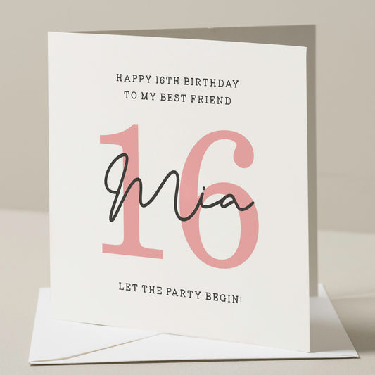 Personalised 16th Birthday Card For Bestie, Best Friend Birthday Card, Sixteenth Birthday Card, Birthday Gift For Her, Bestie 16th Birthday