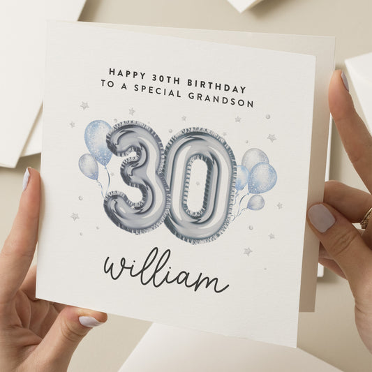 30th Birthday Card For Grandson, For Son, Happy Thirtieth Birthday Card, Personalised Birthday Card, 30th Birthday Card Husband, Brother