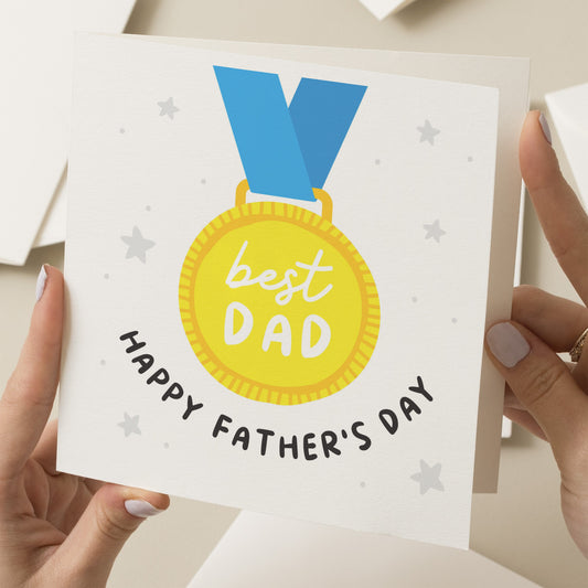 The Best Dad Fathers Day Card, Cute Fathers Day Card, Best Dad Fathers Day Gift, Fathers Day Card From Daughter, Gold Medal Card