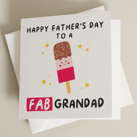 Fab Grandad Fathers Day Card, Grandad Fathers Day Gift, Happy Fathers Day Grandad, Fathers Day Card To Grandad, Fab Gift For Grandpa