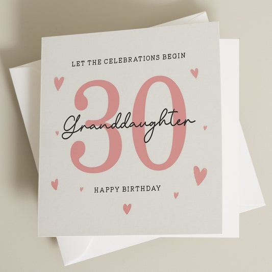 30th Birthday Card, For Granddaughter, Granddaughter 30th Birthday Card, 30th Birthday Card For Granddaughter, 30th Birthday Gift For Her