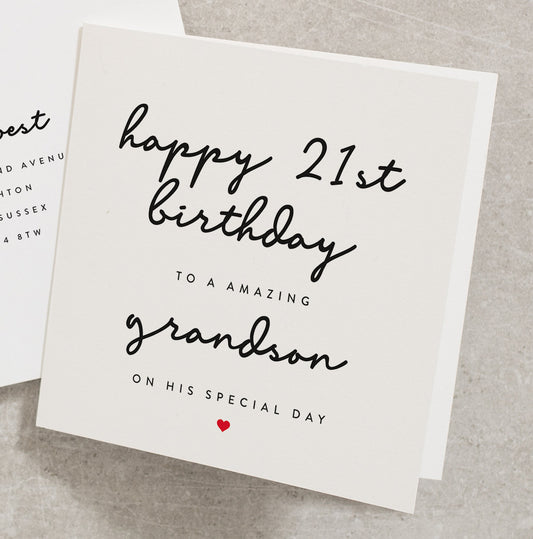 Happy 21st Birthday To An Amazing Grandson On His Special Day, Grandson 21st Birthday Card, Milestone Birthday Card BC446