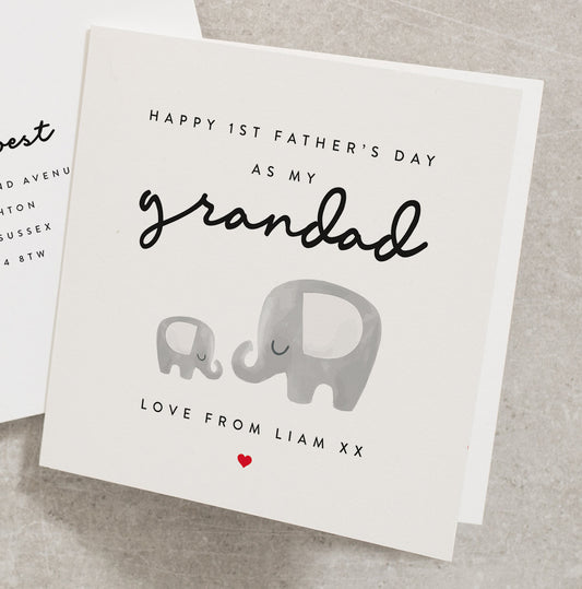 First Fathers Day As My Grandad Card, 1st Fathers Day Card From Granson, Personalised Father&#39;s Day Card, Baby First Fathers Day Card FD085