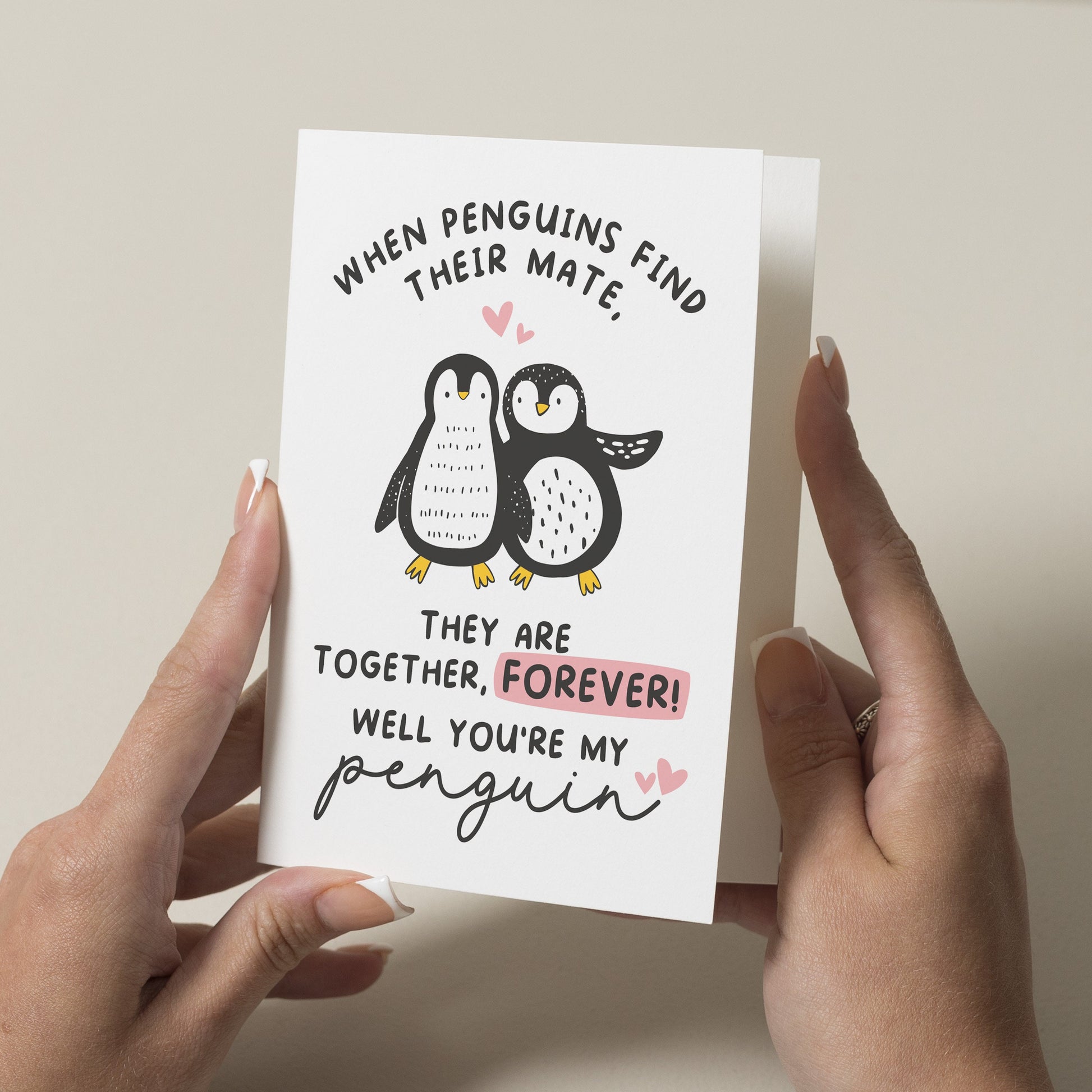 Penguin Valentines Day Card, Boyfriend Valentines Day, Husband Valentines Card, Valentine&#39;s Card Girlfriend, Wife Valentines Card, For Them