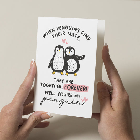 Penguin Valentines Day Card, Boyfriend Valentines Day, Husband Valentines Card, Valentine&#39;s Card Girlfriend, Wife Valentines Card, For Them