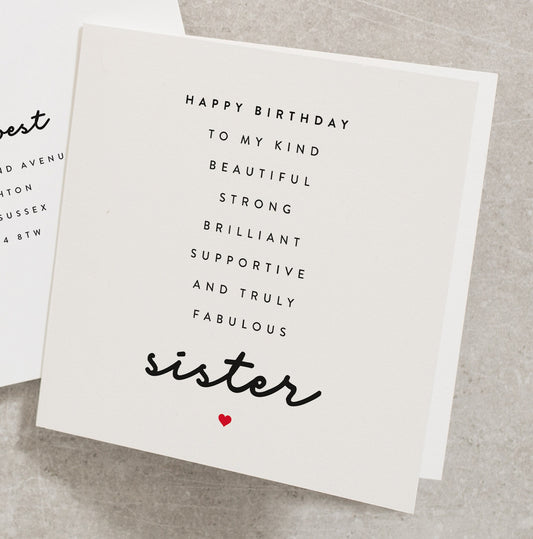 Sister Birthday Card Poem, Amazing Sister Gift, Birthday Card Sister, Special Sister Birthday Card, Birthday Card For Sister BC164