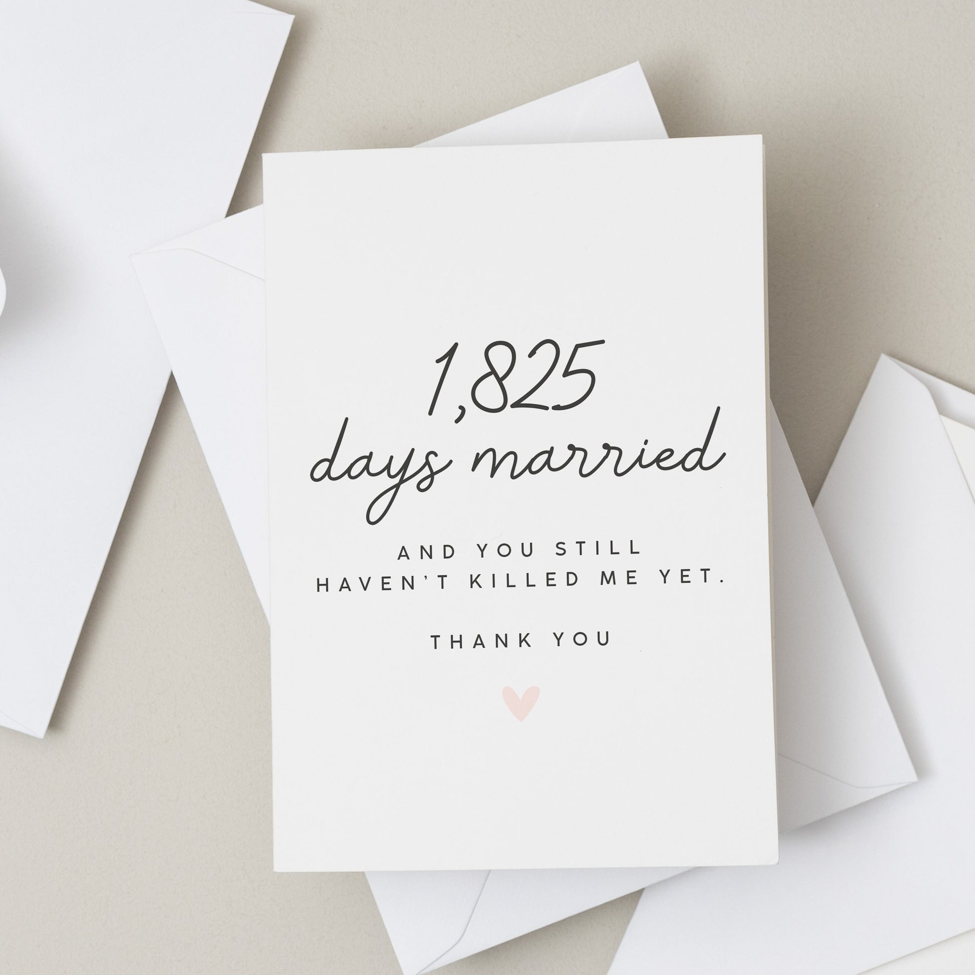 Funny 5th Anniversary Card For Him, 1825 Days Married Gift, Joke Anniversary Card For Husband, Wedding Anniversary Card For Partner, Wife