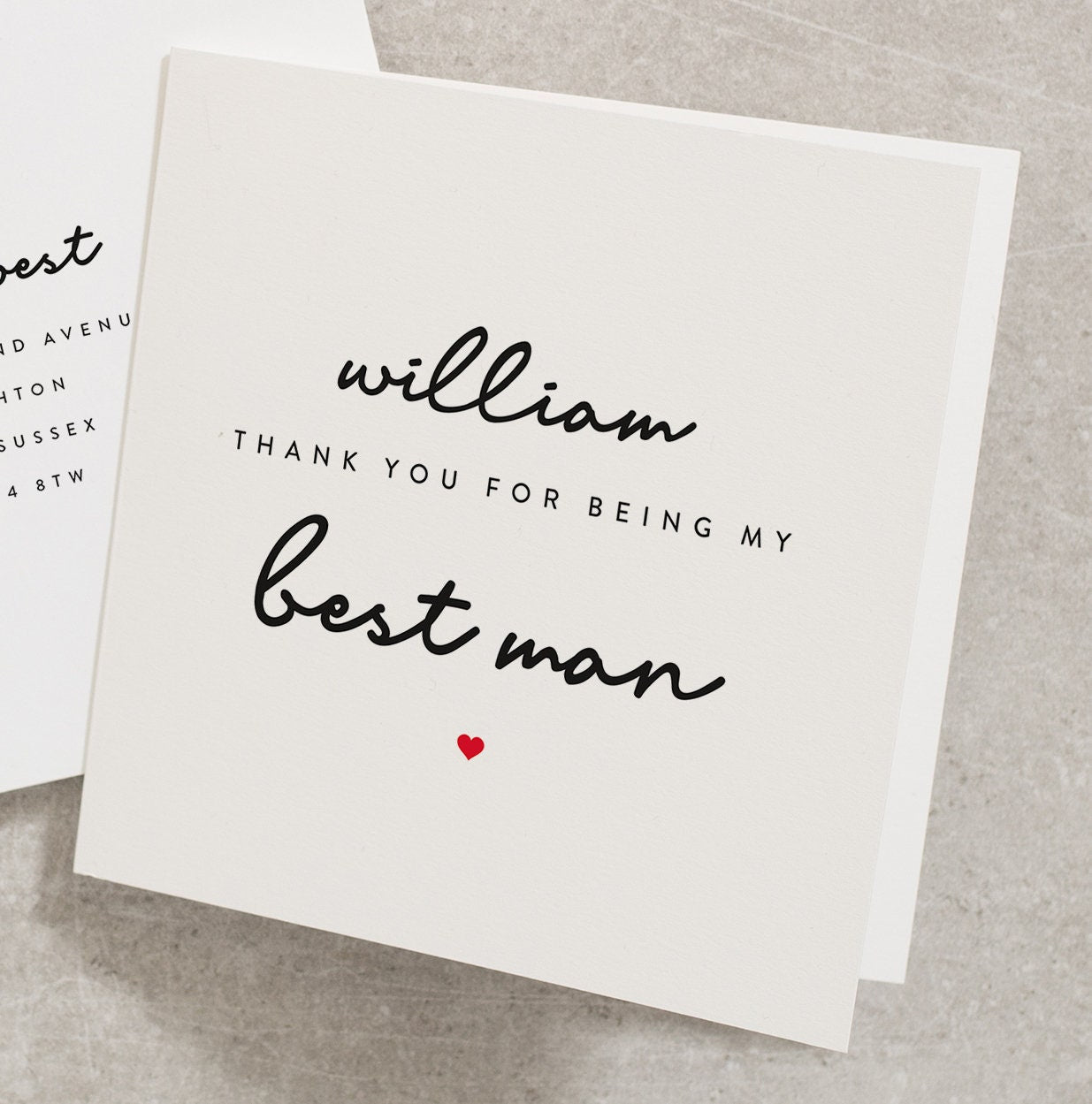 Personalised Best Man Thank You Card, Any Name, With Envelope, Best Man, Thank You Best Man, Thank You For Being My Best Man, Wedding WY057