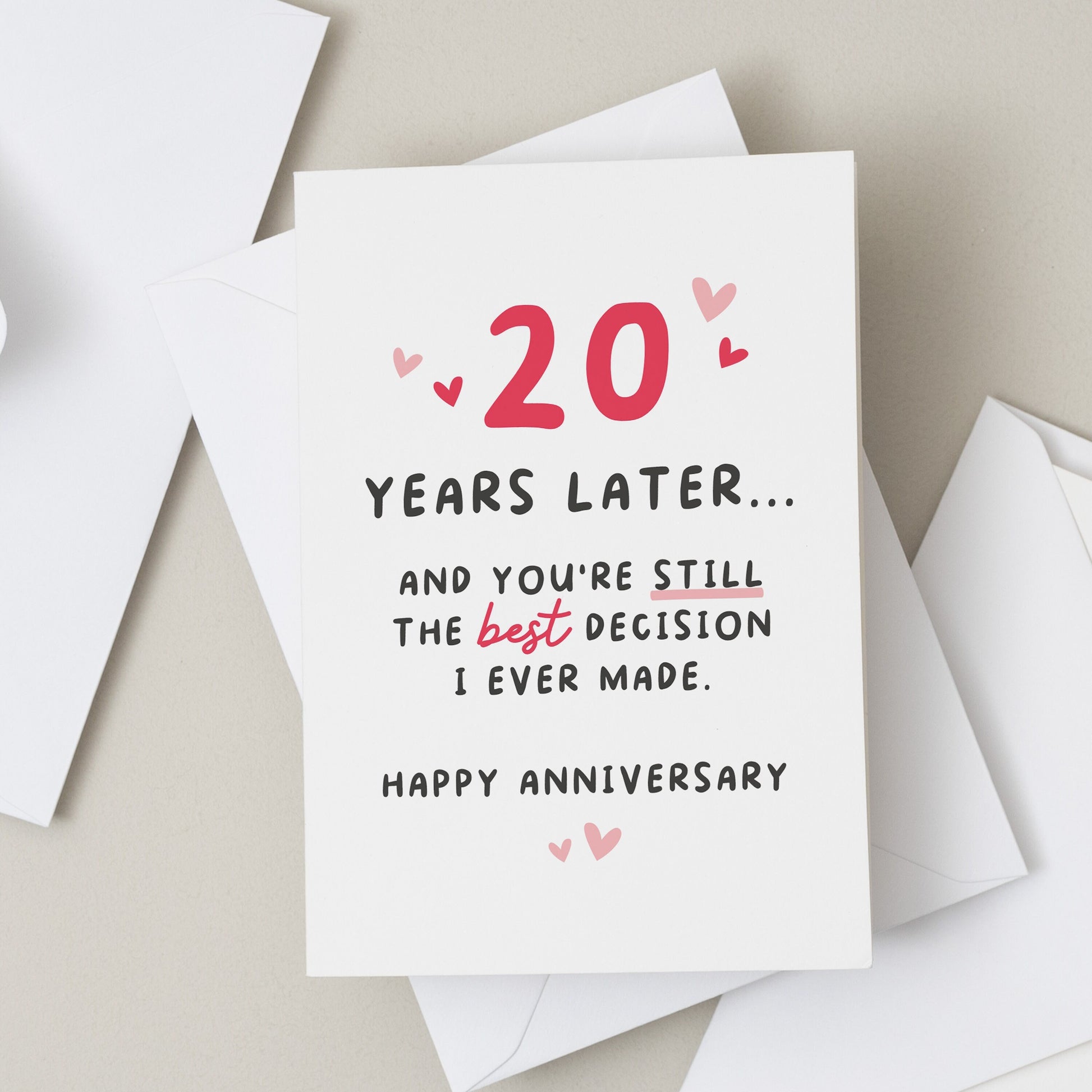 Anniversary Card To My Husband, Happy 20th Anniversary, Twentieth Wedding Anniversary For Wife, For Partner, The Best Decision I Ever Made