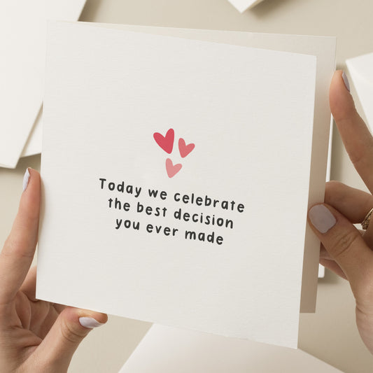 Funny Anniversary Card For Boyfriend, Romantic Birthday Card For Him, Joke Engagement Card For Husband, Wife, Best Decision You Ever Made