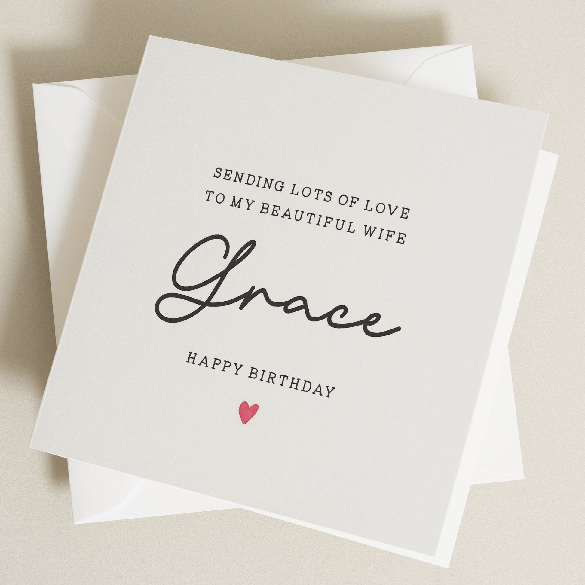 Personalised Wife Birthday Card, Beautiful Wife Birthday Card, Birthday Gift For Her, Simple Wife Birthday Card, Romantic Card For Her