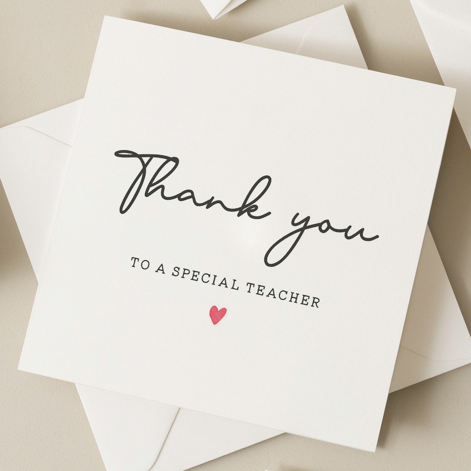 Thank You To Special Teacher Card, Simple Teacher Thank You Card, Teacher Appreciation Card, End Of Term Card For Special Teacher