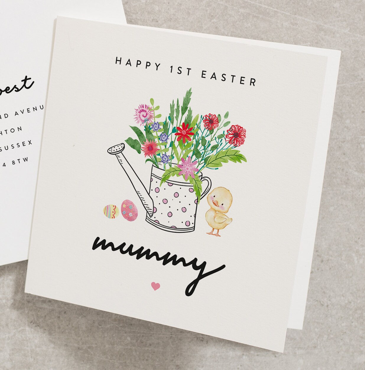 Happy 1st Easter Mummy, Personalised First Easter Card, Any Name, Mummy, Daddy, Grandma, Nanny, Floral Easter Card, Baby Chick, Egg EC025