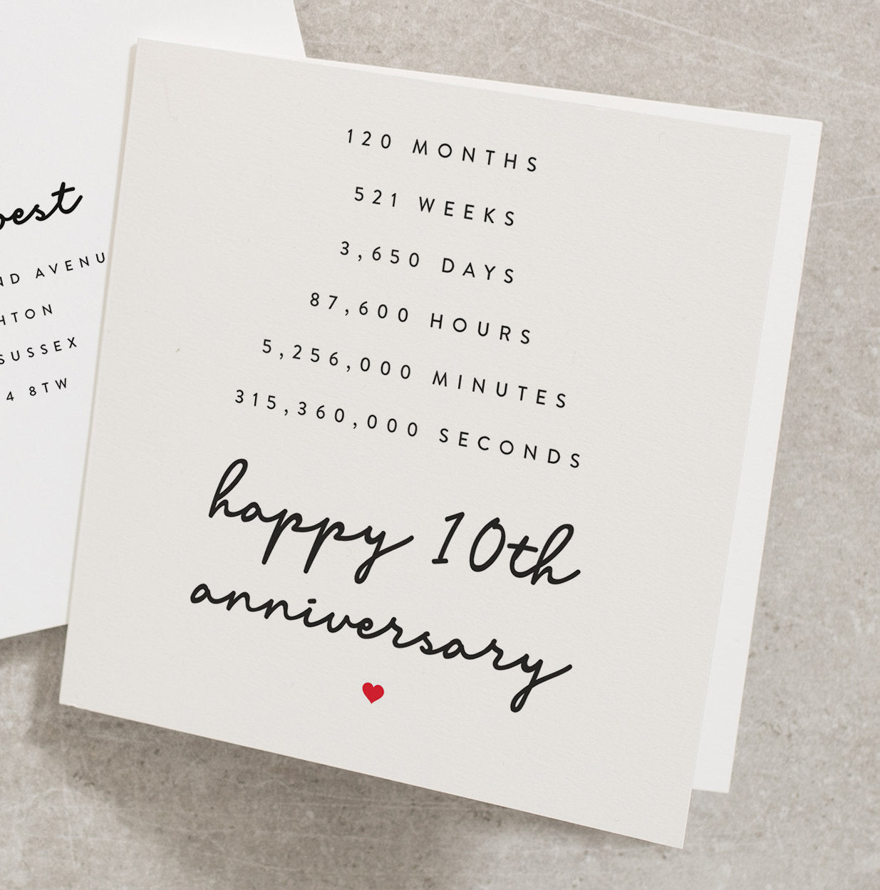 Happy Anniversary Card With Poem, Husband 10th Anniversary Card, 10th Anniversary Partner Card, 10th Anniversary Poem Card AN128