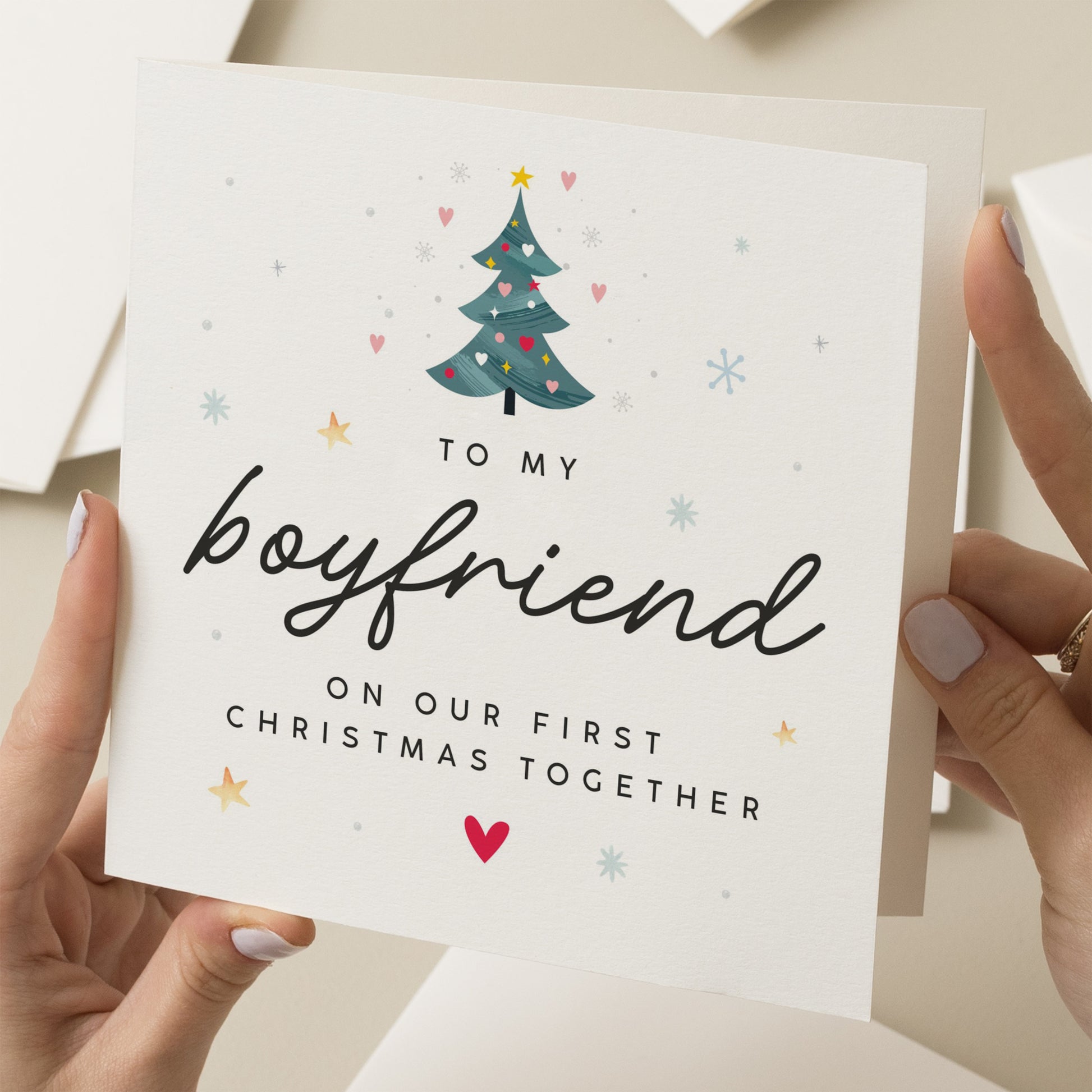 To My Boyfriend On Our First Christmas Together, Boyfriend First Christmas Card, Boyfriend 1st Christmas Card, Man Christmas Card