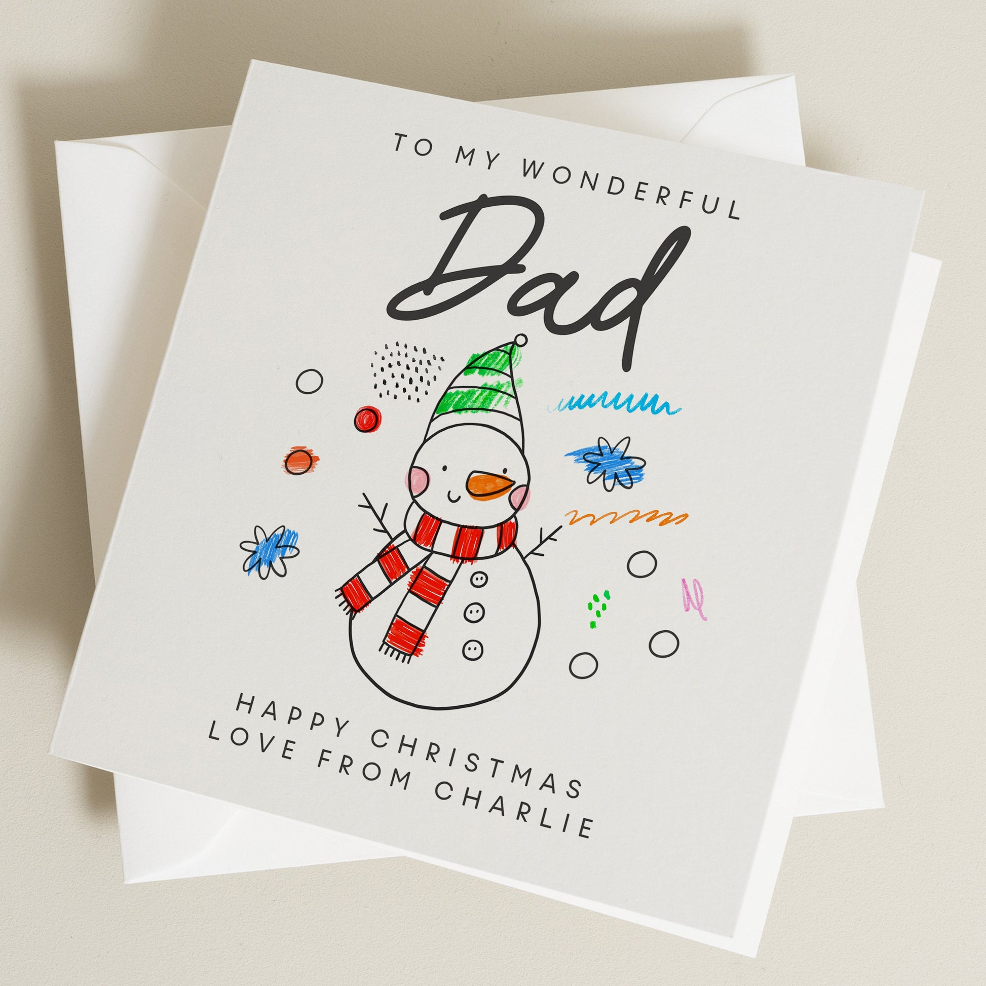 Christmas Card From Children, Colouring In Christmas Card, Christmas Card For Dad / Mum, Children&#39;s Christmas Card, Christmas Colouring Card