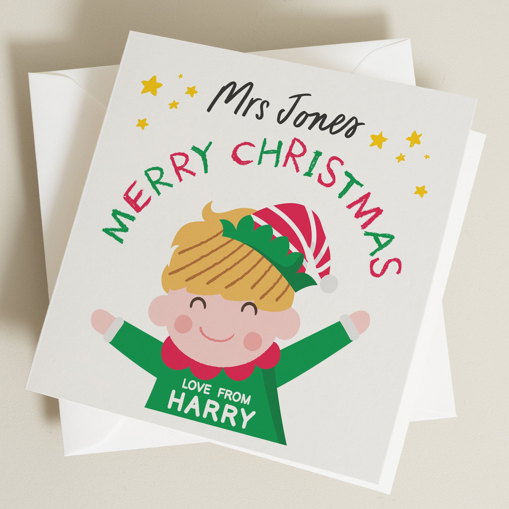 Elf Christmas Card For Teacher, Teacher Christmas Card, Teacher Thank You Christmas Card, To My Teacher Christmas Card, Elf Christmas Card