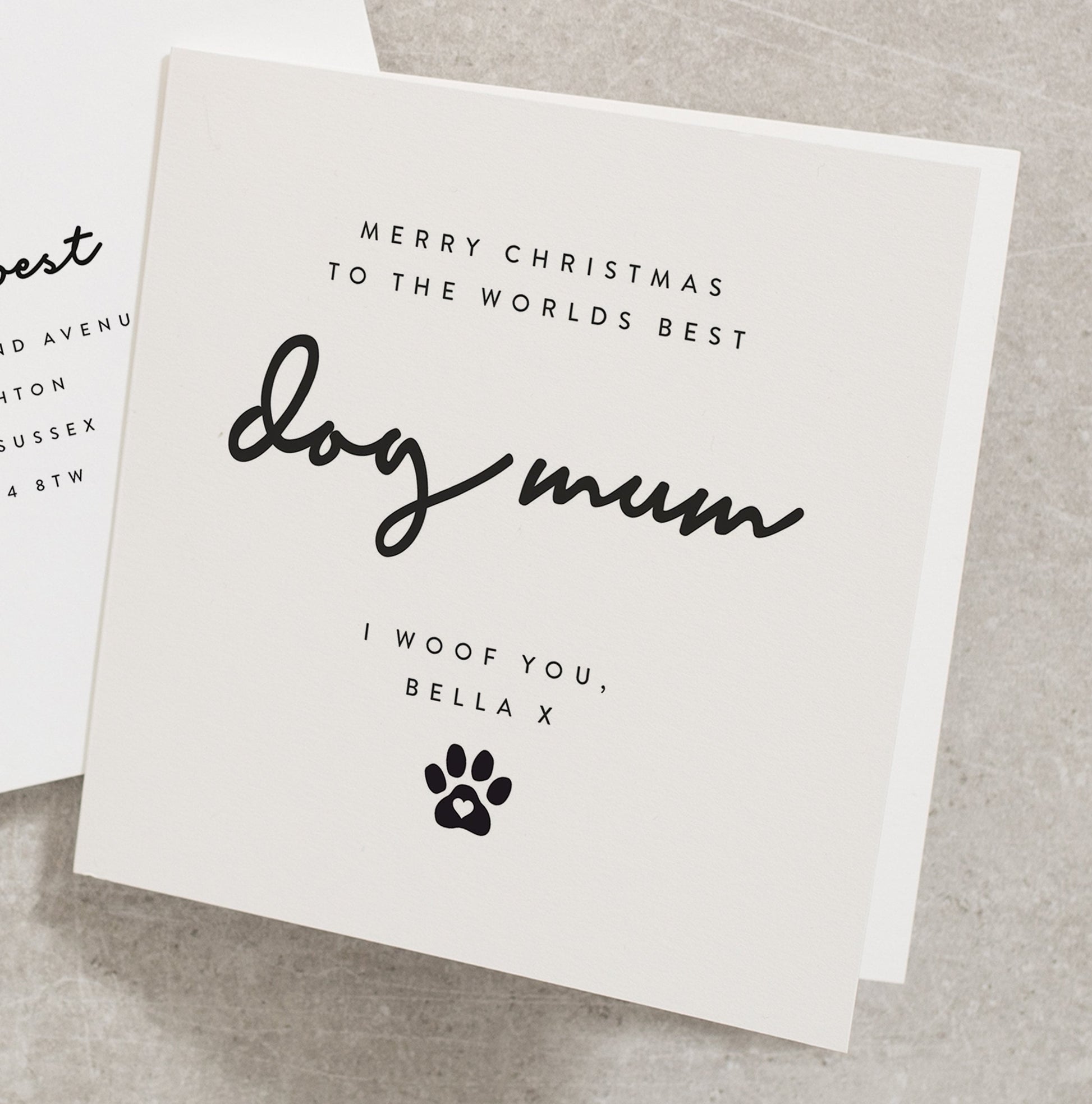 Personalised Christmas Card From The Dog For Mum, Merry Christmas To Dog Mum, Pet to Owner Christmas Card, Xmas Card from to Baby CC502