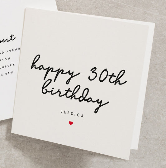 Personalised Birthday Card For Her, Girlfriend, Best Friend, Wife, Any Name, Any Age, Birthday Card UK, Birthday Card 30th, Thirty BC508