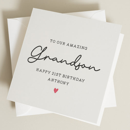 Personalised 21st Birthday Card For Grandson, Grandson 21st Birthday Card, 21st Birthday Gift To Grandson, 21st Birthday Gift For Him