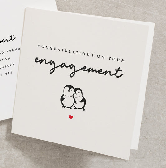 Congratulations On Your Engagement Card, Engagement Card With Penguin, Engagement Celebration Card, Cute Engagement Card EN016