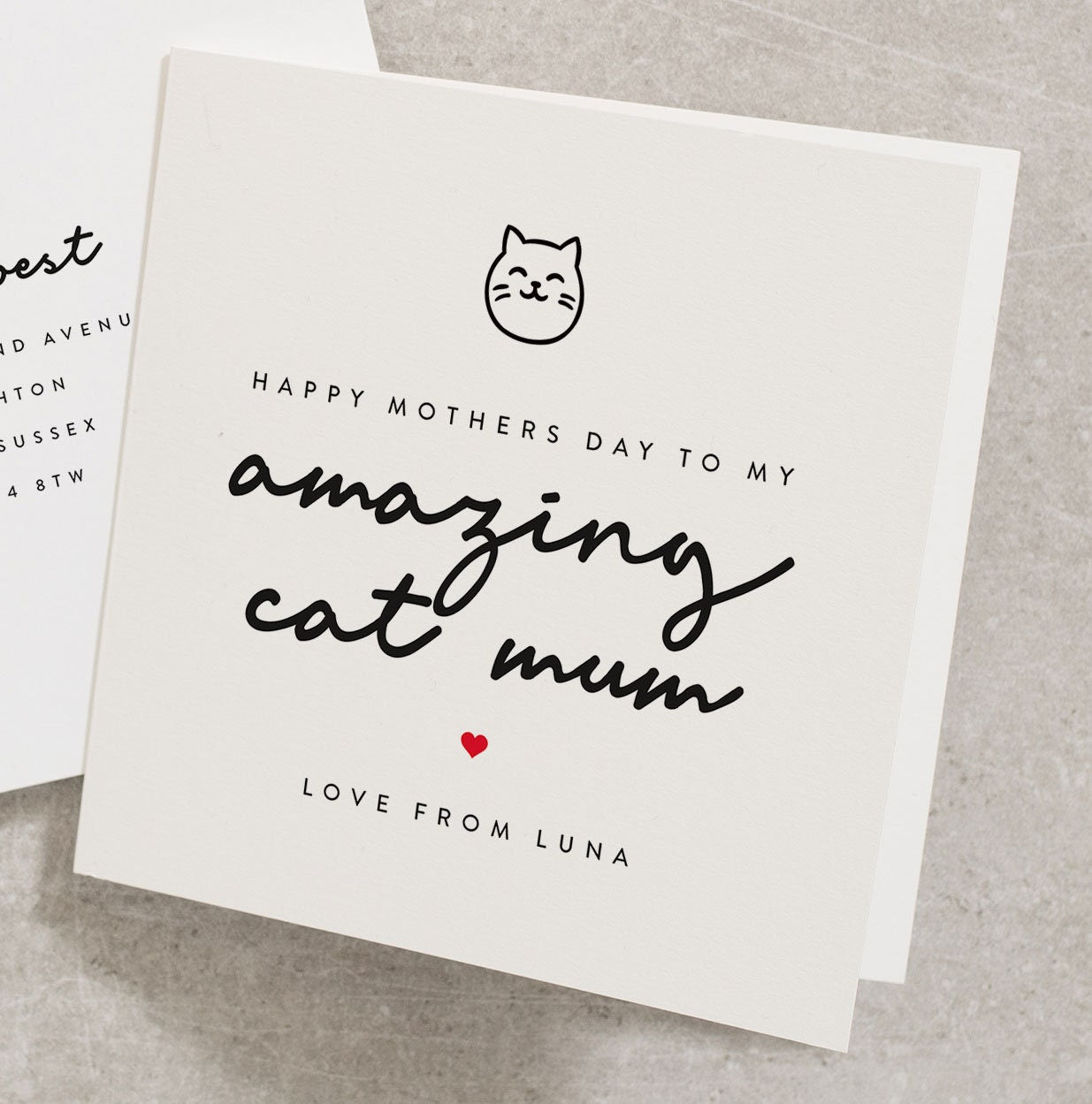 Happy Mothers Day To My Amazing Cat Mum, Mothers Day Card Cat, Cat Mothers Day Card Funny, Mothers Day Animal Card, Cute Card MD070