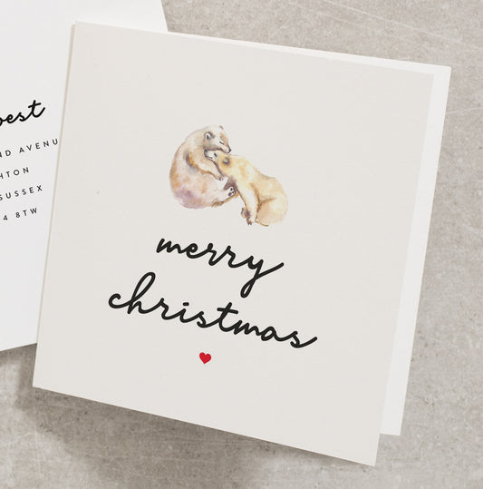 Polar Bear Christmas Card for Him or Her, Boyfriend or Girlfriend Christmas Card with Polar Bears, Cute Christmas Card Husband or Wife CC238