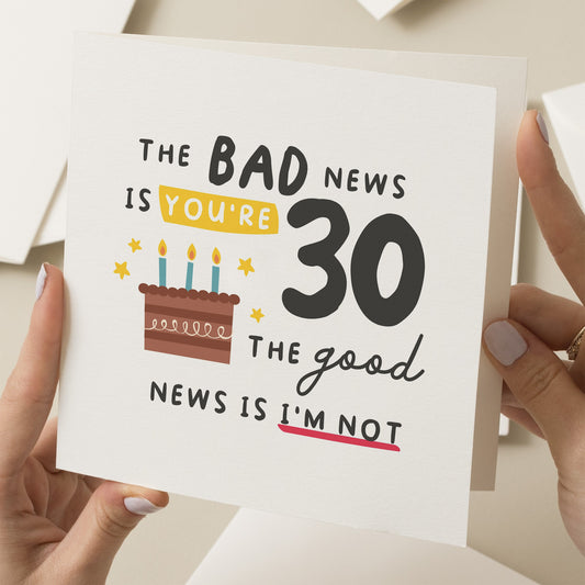 30th Birthday Card, Joke Birthday Card, Birthday Card For Him, Funny Birthday Card For Her, Thirtieth Birthday Card For Them