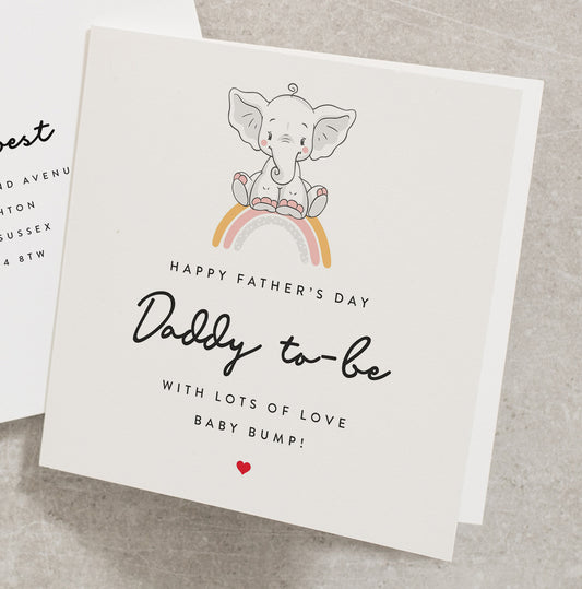 Daddy To Be Father&#39;s Day Card, To My Daddy To Be Card, Father&#39;s Day Card From Bump, Cute Elephant, Personalised Daddy To Be Card FD190