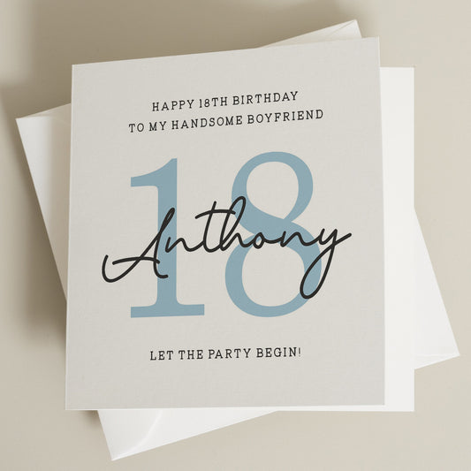 Boyfriend Birthday Card, Personalised 18th Birthday Gift For Him, 18th Birthday Card For Boyfriend, Eighteenth Birthday Card