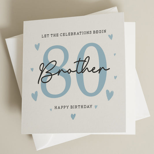 80th Birthday Brother Card, Birthday Card For Brother, 80th Birthday Gift For Brother, Eightieth Card For Brother, Brother Birthday Gift