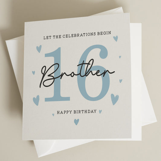 16th Birthday Brother Card, Birthday Card For Brother, 16th Birthday Gift For Brother, Sixteenth Card For Brother, Brother Birthday Gift