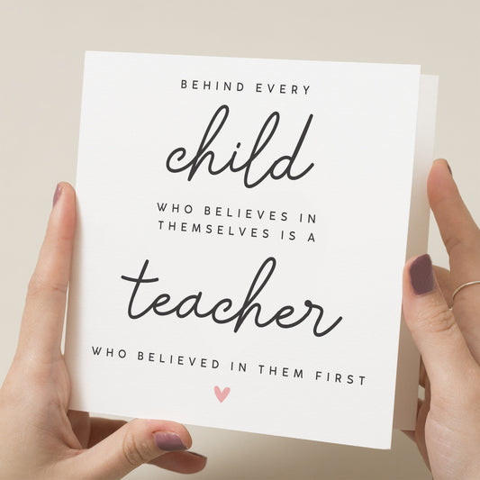 Teacher Thank You Card, Thankyou For Believing In Me Card, Teacher Appreciation Card, Thank You Teacher Card, End Of School Gift For Teacher