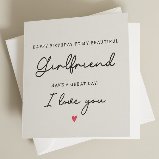 Partner Birthday Card For Her, Wonderful Girlfriend Card, Birthday Card For Girlfriend, Romantic Card For Girlfriend, Girlfriend Gift