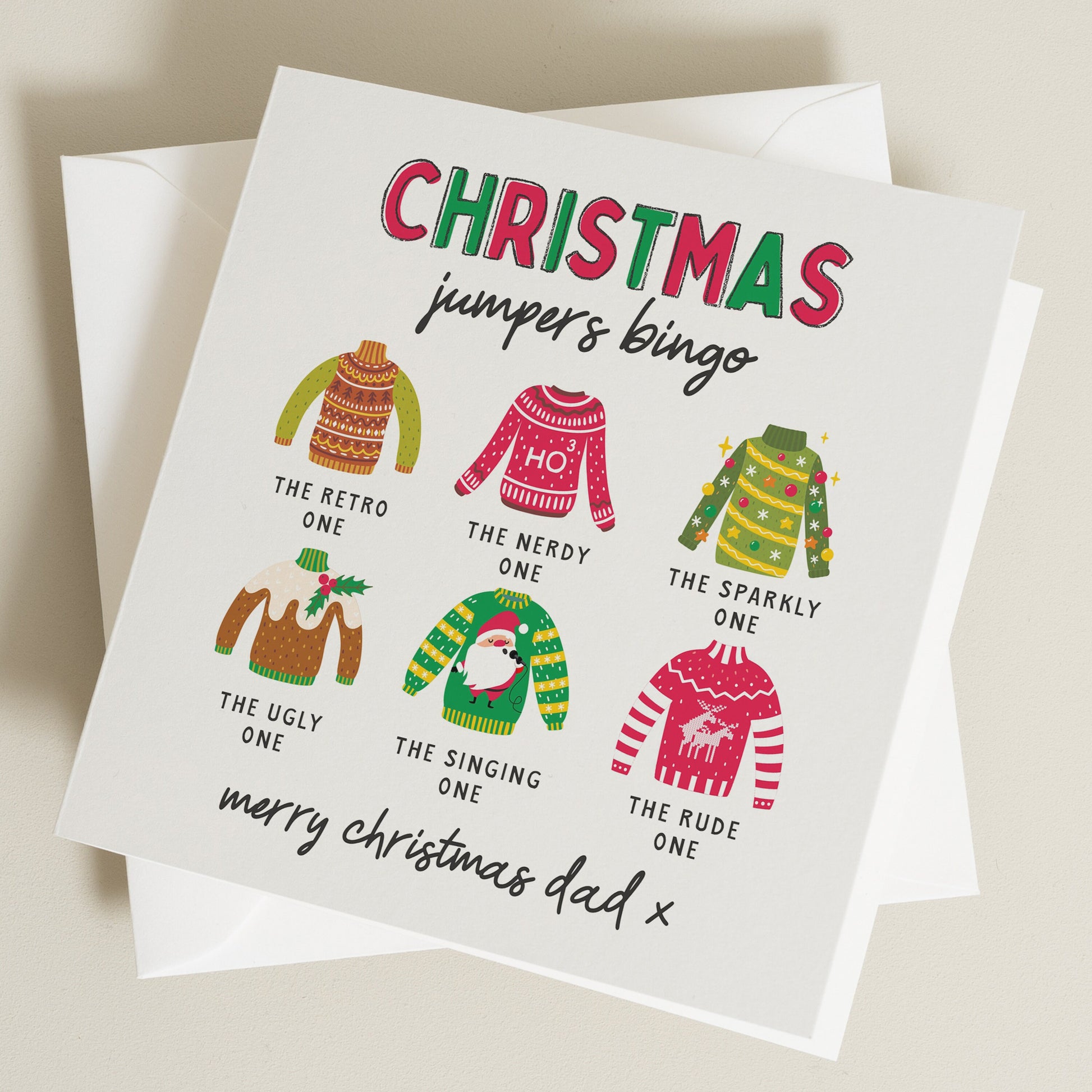 Funny Christmas Card for Him or Her, Christmas Jumper Christmas Card, Family Christmas Card, Christmas Holiday Card, Dad Christmas Card