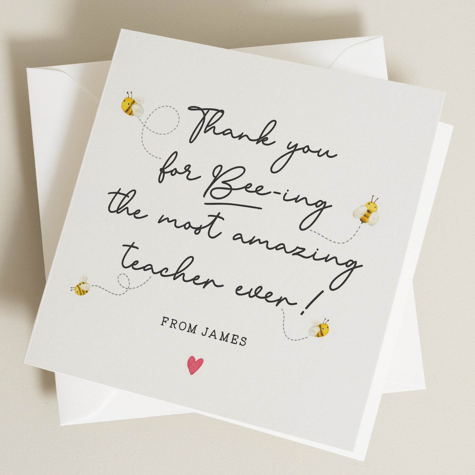 Teacher Thank You Card Bee, Bee Gift For Teacher, Thank You For Bee-ing An Amazing Teacher, End Of Term Teacher Card, Personalised Thank You