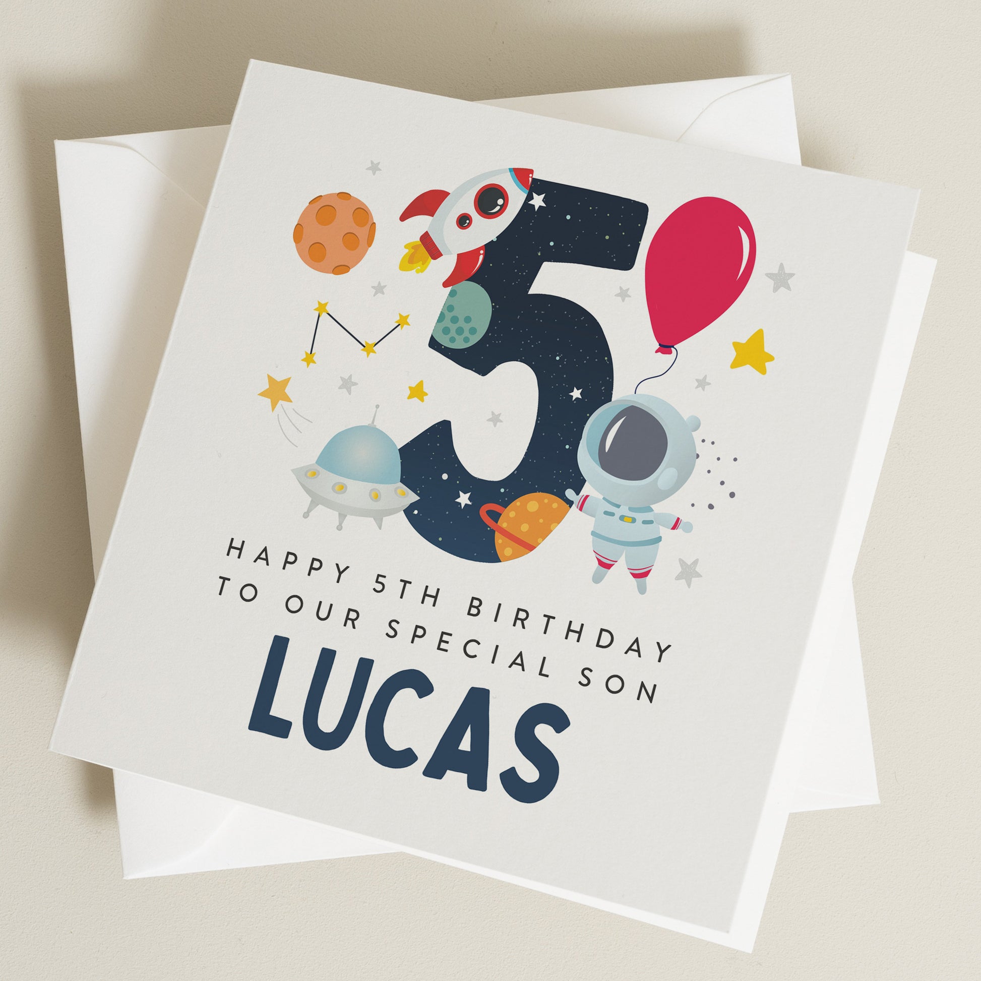 5th Birthday Card For Son, Happy 5th Birthday Card For Son, Son 5th Birthday Card, Happy Birthday Card, Fifth Birthday Card BC1257