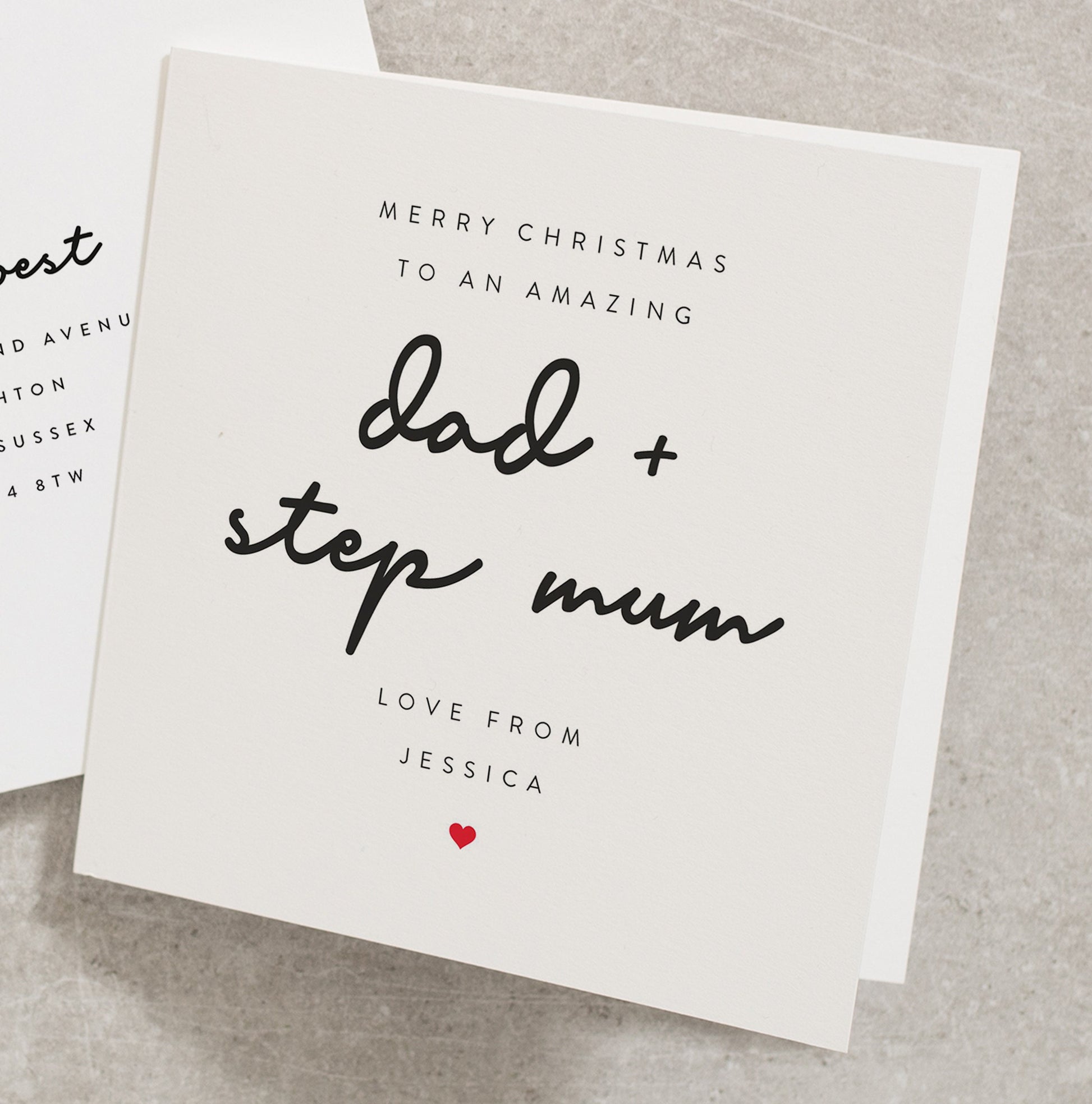 Dad + Step Mum Christmas Card, Personalised Christmas Card For Dad and Step Mum, Xmas Card For Dad + Step Mum, Xmas Step Parent Card CC692