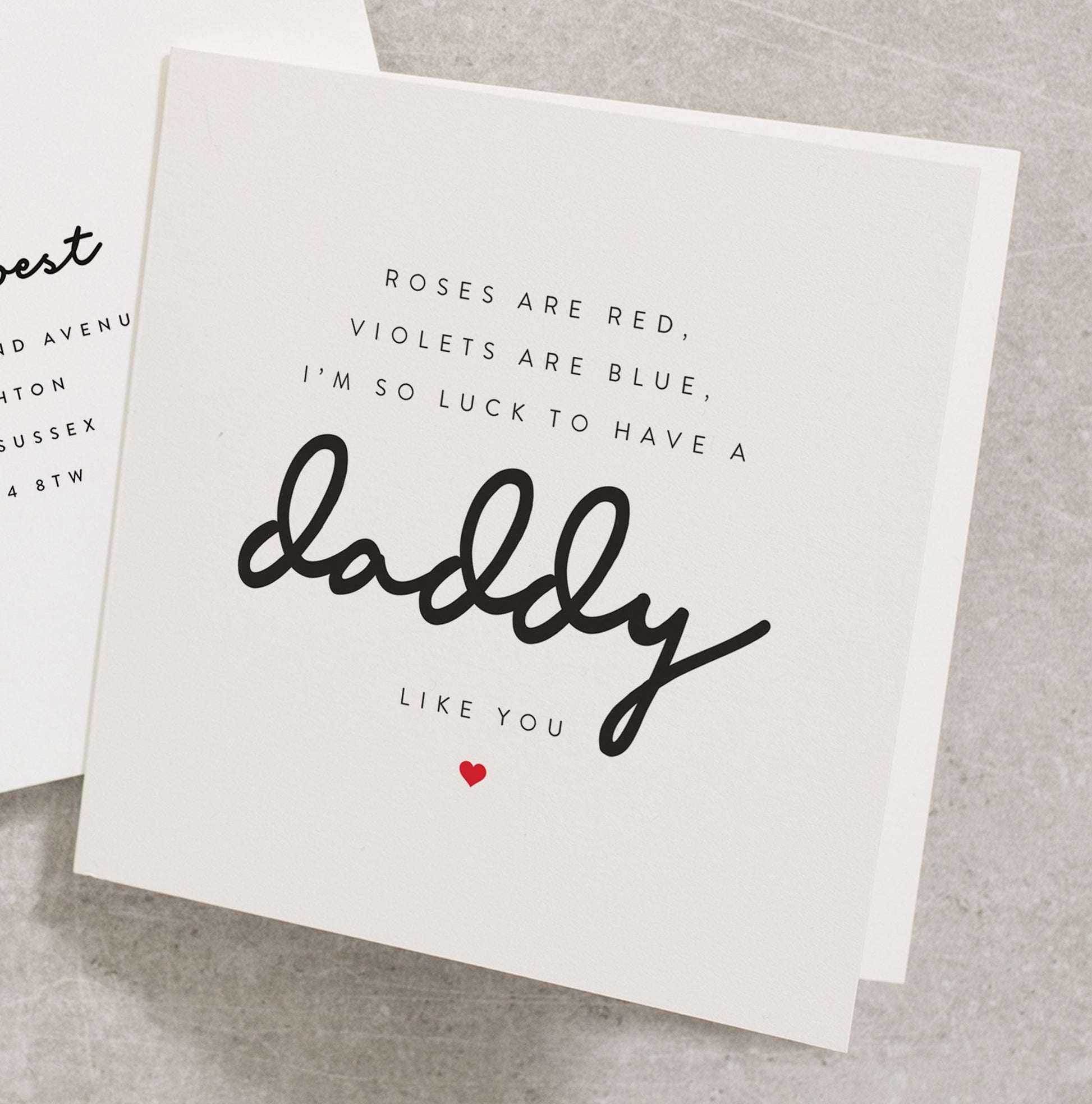 Daddy Valentines Day Card For Him, Personalised Fathers Day Card, Dad Birthday Card Poem Gift, Card For Dad, Valentines Dad Card VC106