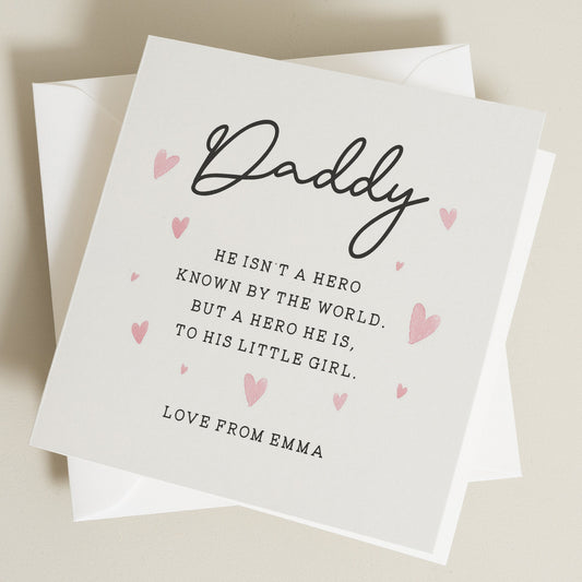 Dad Poem Fathers Day Card, Poem Card For Dad, Hero Dad Card, Cute Fathers Day Card From Daughter, Fathers Day Card From Son, Dad Is My Hero