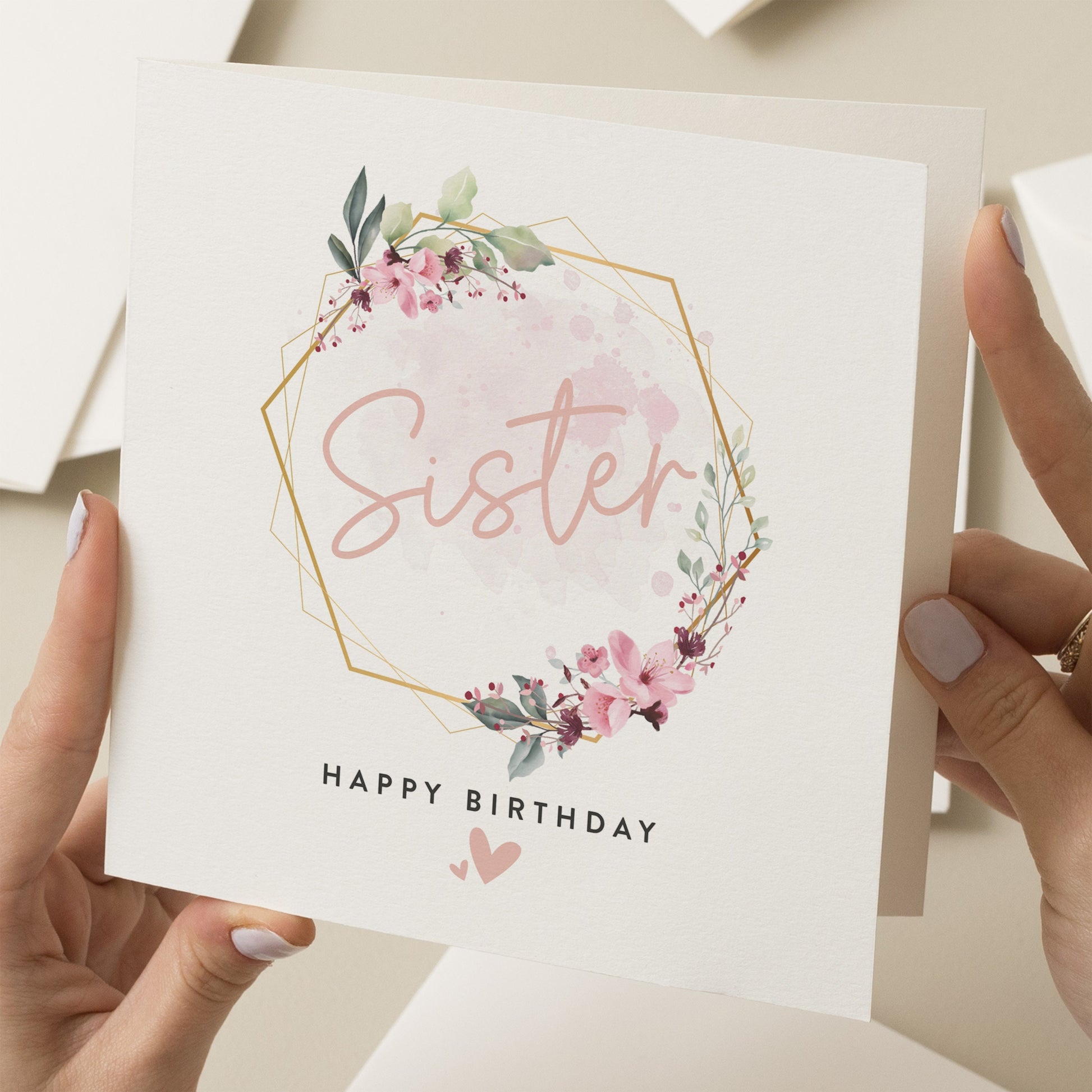 Sister Birthday Card, Birthday Card For Sister, Sister Gift, Special Sister Birthday Card, Pink Card For Her, Happy Birthday Sister Card