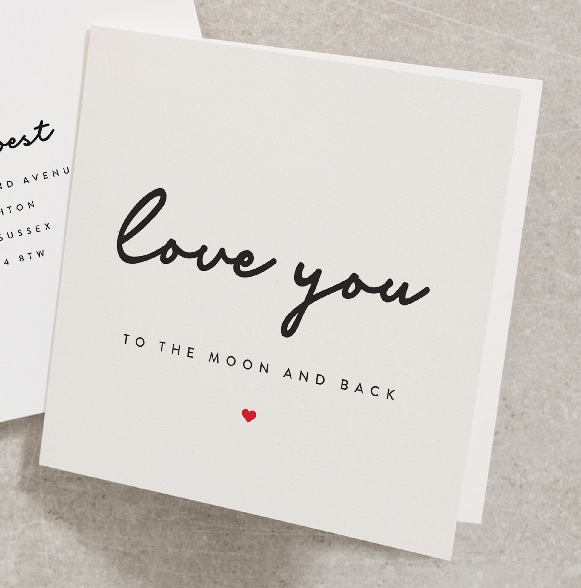 Love You to the Moon and Back Valentines Day Card for Him, Anniversary Card for Her, Simple Valentines Day Card for Boyfriend VC015