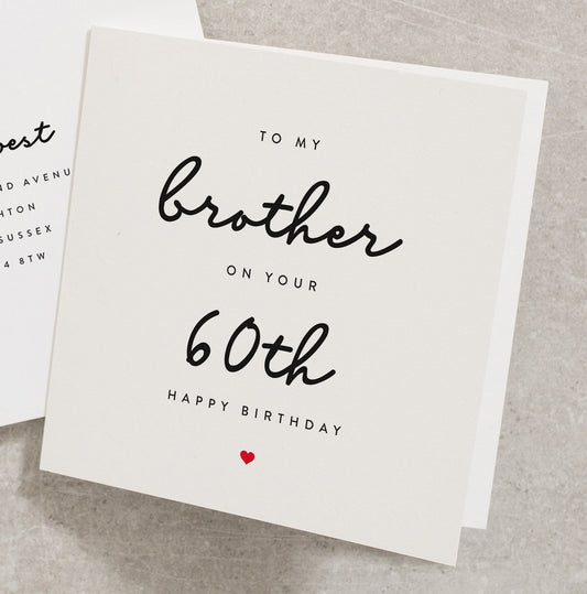 60th Birthday Card For Brother, To My Brother On Your 60th, Happy Birthday, Brother Card Birthday, Sixty, Sixtieth, 60, 60th, Brother BC623