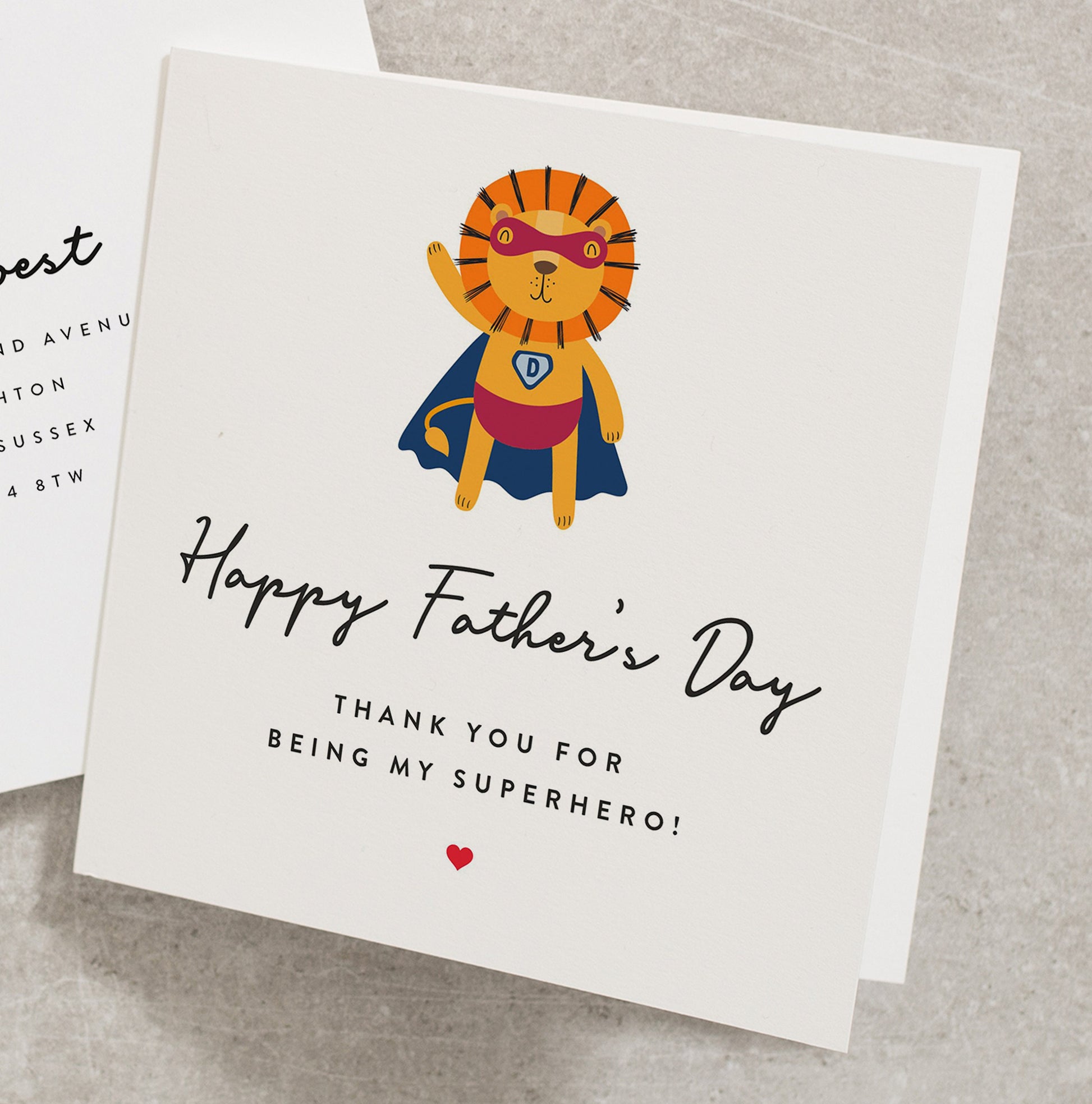 Daddy Father&#39;s Day Card, To My Daddy Card, Father&#39;s Day Card, Cute Lion, Superhero Card, Personalised Father&#39;s Day Card FD207