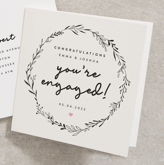 Congratulations You&#39;re Engaged Card, Personalised Engagement Card For The Newly Engaged, Congratulations On Your Engagement Card EN050