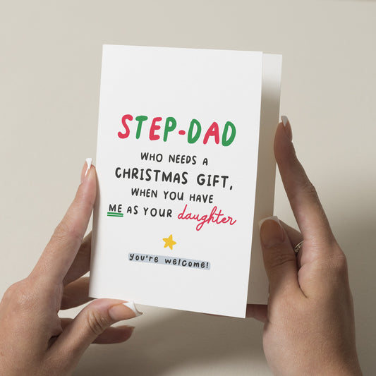 Christmas Card For Step Dad, Step Dad Christmas Card, Bonus Dad Christmas Card, Personalised Christmas Card To Step Dad, Xmas, Step Father