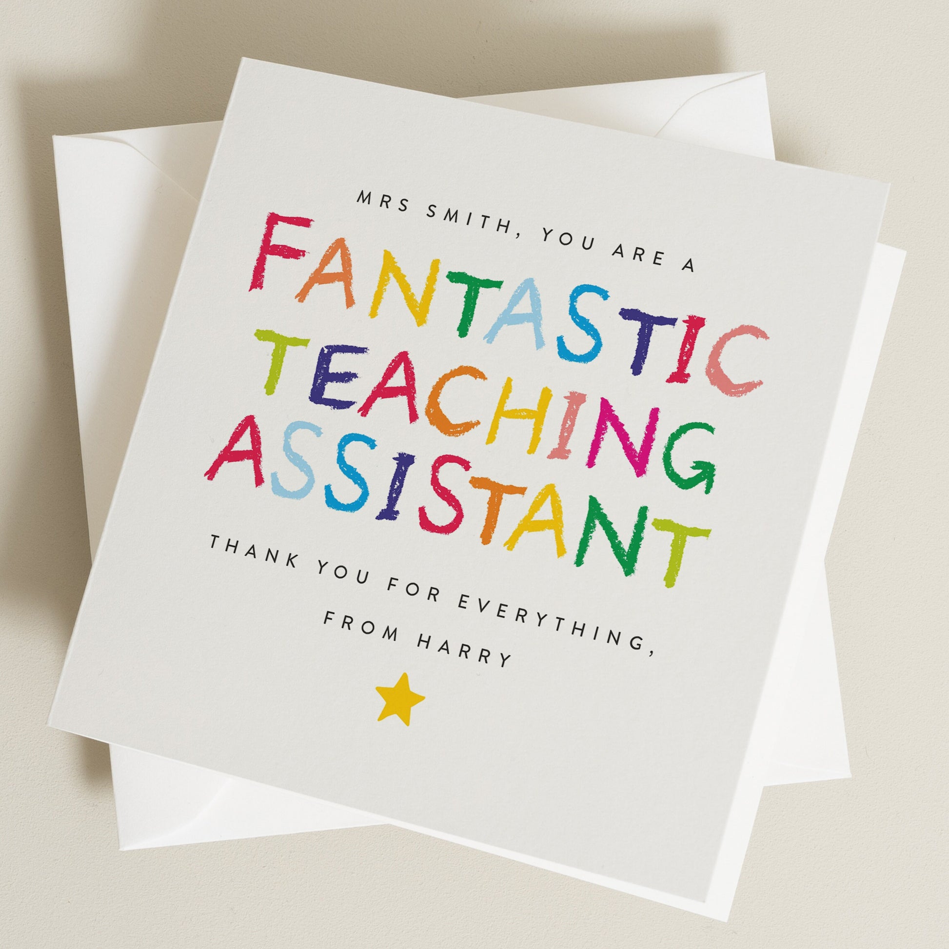 Teaching Assistant Thank You Card, Teacher Thank You Card, End of Term Gifts For Teachers and Teaching Assistants, Thank You Card TC055