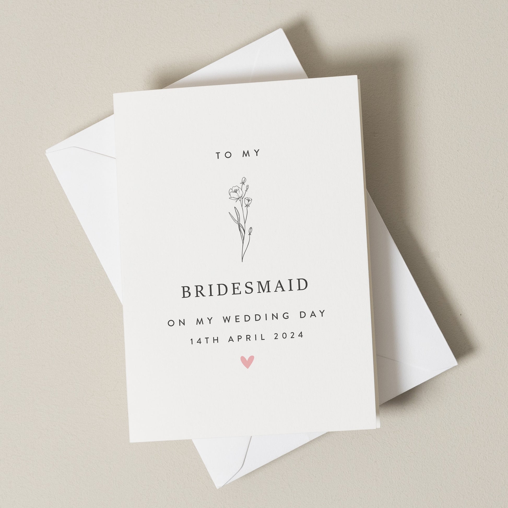 Bridesmaid Card For Friend, Personalised To My Bridesmaid On My Wedding Day Card, Wedding Day Card For Bridesmaid, For Her, Card For Sister