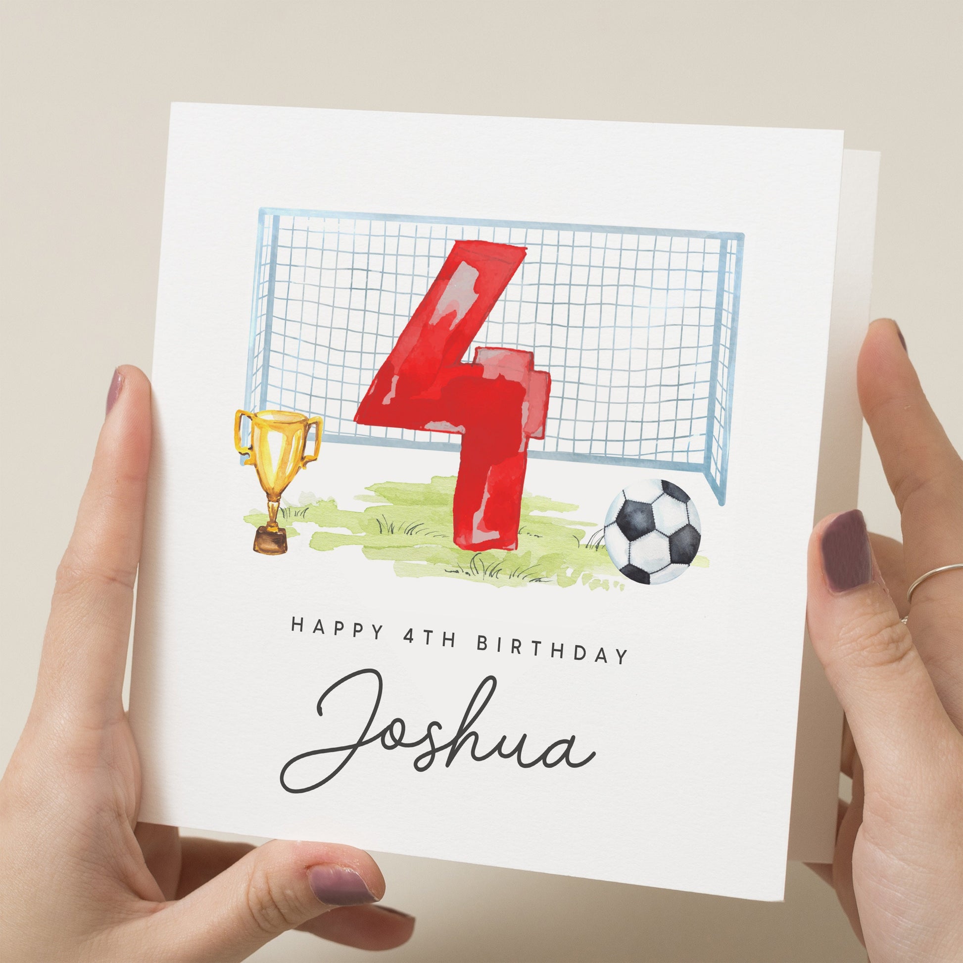 Football Birthday Card, Personalised 4th Birthday Card, Fourth Birthday Card For Son, For Nephew, 4th Birthday Card for Grandson